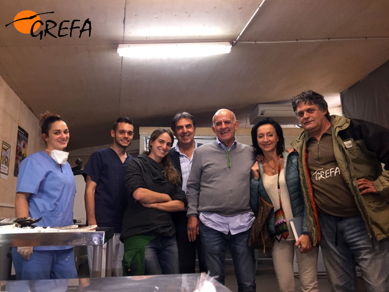 Toti Seminara, tercero por la derecha, junto con otros compañeros del Istituto Zooprofilattico Sperimentale della Sicilia, de GREFA y de nuestro Equipo de Necropsias, durante su reciente visita. 