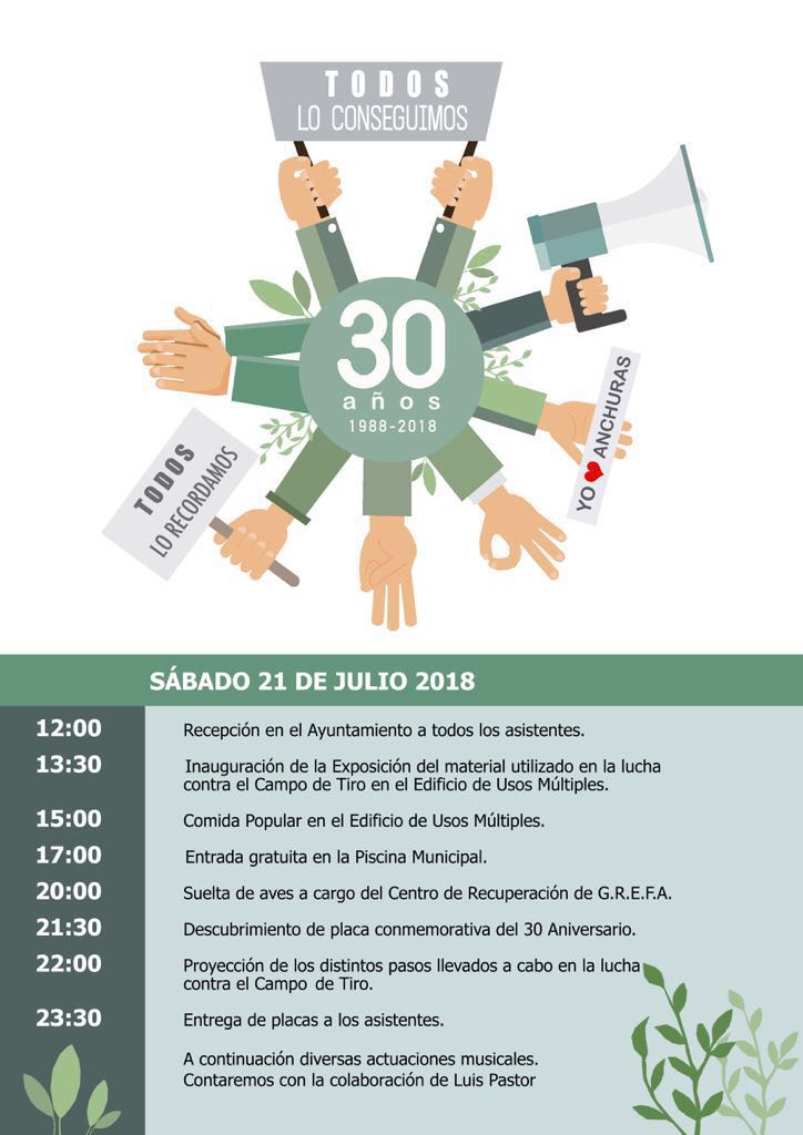 El próximo sábado celebraremos en Anchuras el 30 aniversario de la campaña contra el campo de tiro 
