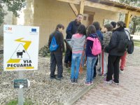 Fernando Blanca, de GREFA, explica a alumnos del colegio de La Guindalera lo que verán en las instalaciones de “Naturaleza Viva”.