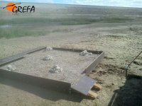 Isla flotante con sustrato de gravilla