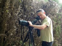 El naturalista Paco Montoro durante el seguimiento del ciclo reproductor de 'Tono' y 'Blimunda'.