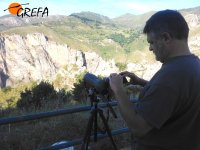 Ernesto Álvarez, presidente de GREFA, frente a uno de los cortados del Parque Natural de Nebrodi (Sicilia) donde cría el buitre leonado.