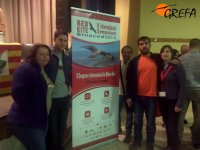 Representación de GREFA en el congreso de Binaced. De izquierda a derecha, Virginia de la Torre, Iván Peragón, Ignacio Otero, Juan José Iglesias y Virginia Moraleda.