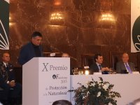 Ernesto Álvarez, presidente de GREFA, se dirige a los asistentes a la entrega del Premio Fondena.