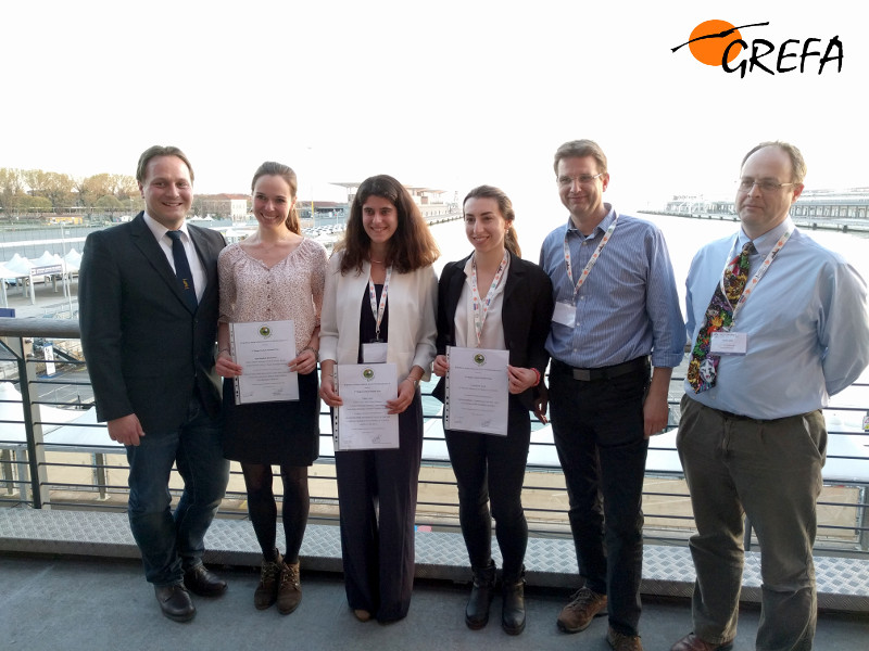 Investigadoras premiadas en ICARE 2017. Nuestra compañera Filipa Lopes es la tercera por la izquierda. Les acompañan miembros de la junta directiva de la EAAV.