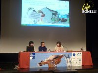 Seminario Final de LIFE Bonelli. 20 de septiembre, inauguración: Desde la izquierda, Alfonso Llamas (GAN-NIK), Ángel Navallas (alcalde de Sangüesa) y Eva García Balaguer (directora general de Medio Ambiente y Ordenación del Territorio del Gobierno de Navarra).