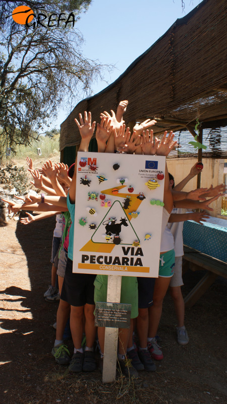 Niños participan en un juego durante una visita a GREFA.