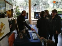 Puesto informativo sobre el proyecto AQUILA a-LIFE durante el Día del Águila celebrado en GREFA.