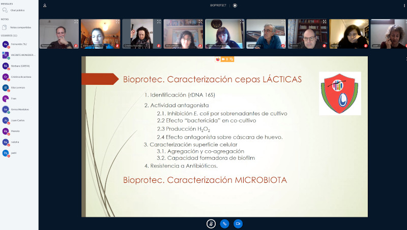 Presentación de los avances de uno de los miembros de Bioprotec, durante la videoconferencia del pasado 15 de abril.