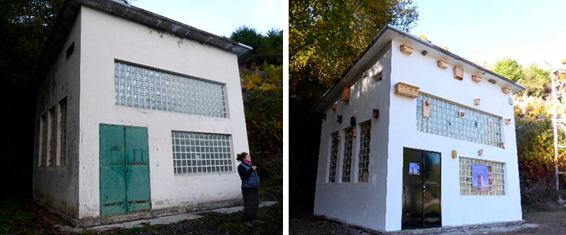 Antes y después de la rehabilitación de la caseta de Belesar (Lugo).