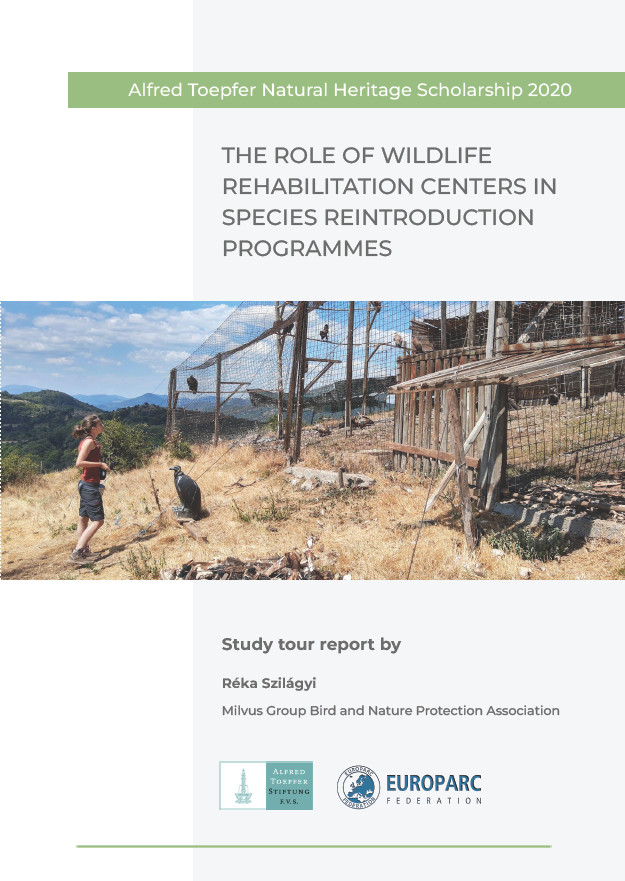 Portada del estudio realizado por Réka Szilágyi sobre el papel de los centros de recuperación de fauna en la reintroducción de especies amenazadas.
