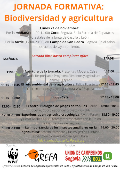 Cartel de la jornada formativa ‘Biodiversidad y agricultura’.