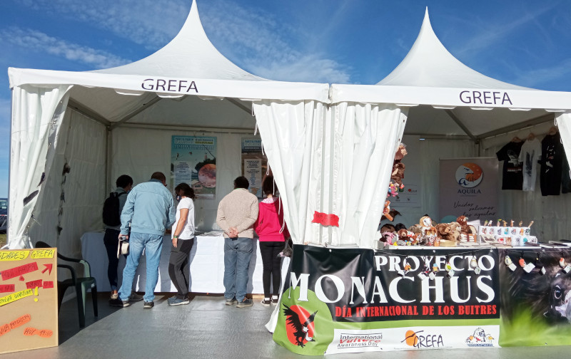 Stand de GREFA en una edición anterior de la feria naturalista Ornitocyl, que se celebra cerca de Ávila.