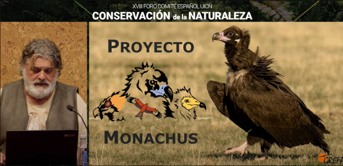 Un momento de la presentación del Proyecto Monachus, por parte de Ernesto Álvarez, presidente de GREFA.