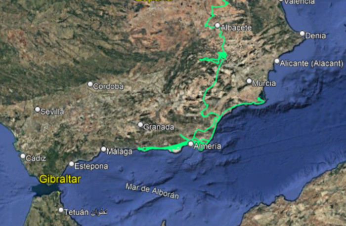 Recorrido seguido por “Cabriela” tras abandonar el nido.