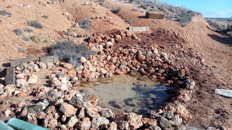 La charca construida en Valdevarnés (Segovia) una vez terminada.