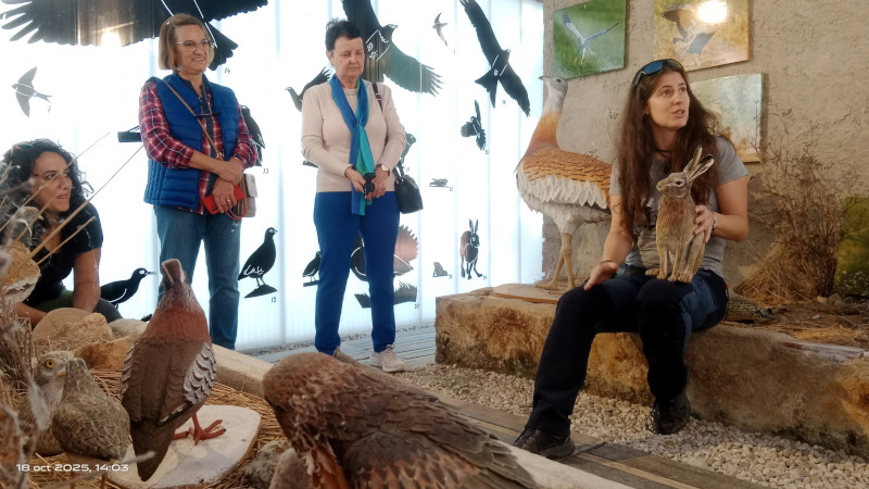 Nuestra compañera Miriam Báscones en una de las visitas guiadas a las instalaciones del Civillalar durante la celebración de la Fiesta de la Sementera.