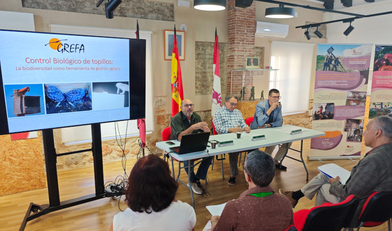 Ponencia de Fernando Garcés (izda), a su lado Luis Alonso e Ignacio de la Fuente.