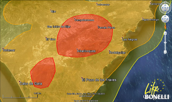 Ilustración 54. Detalle de las zonas de máximo uso de “Níjar” (50% en rojo).